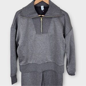 YOGALICIOUS Softlite Nirvana Jogger Set Charcoal Grey Small Sweatshirt Pants